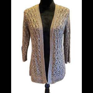 Fresh Dark Beige Size XL Womens 3/4 Sleeve Open Weave Knit Shrug Sweater